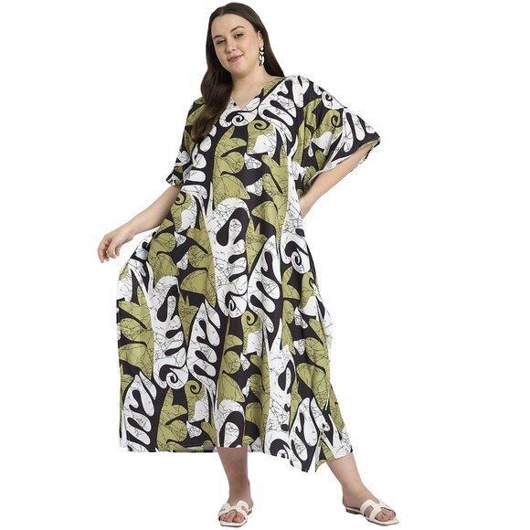 Gypsie Blu Women Plus Size Polyester Caftan Dress Long Maxi Kimono Dresses Gowns - Picture 2 of 7
